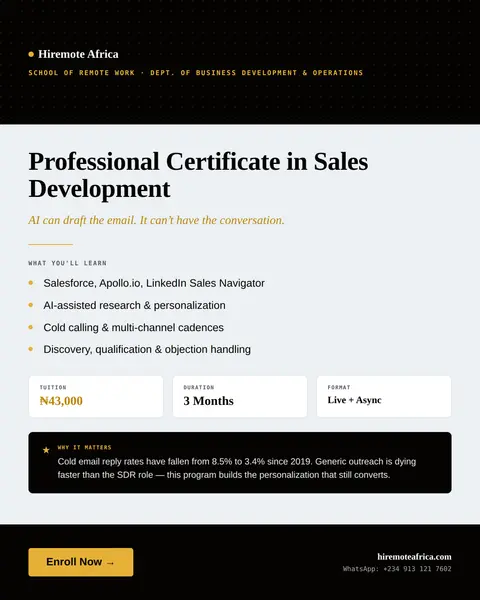 Professional Certificate in Sales Development